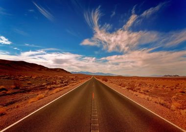 Road middle of desert