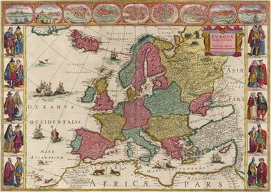 Europe Old Map 1665