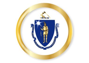 Massachusetts Flag Button