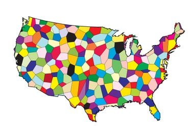 USA Flag Map Patchwork