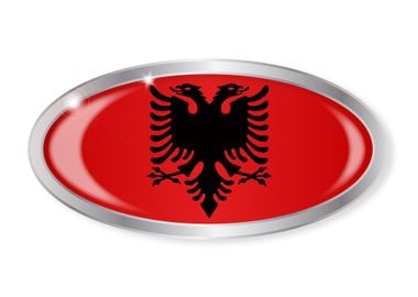 Albanian Flag Oval Button