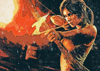 Retro Comic Lara Croft Bow