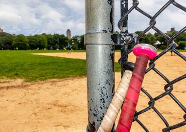 two bats baseball diamond