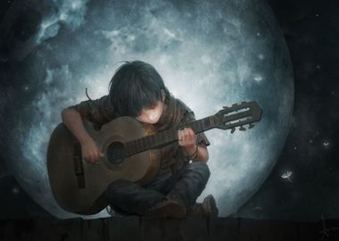 Artistic Child Moon Guitar