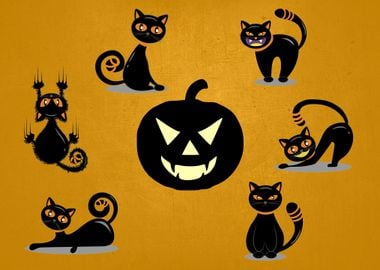 Halloween Cats Landscape