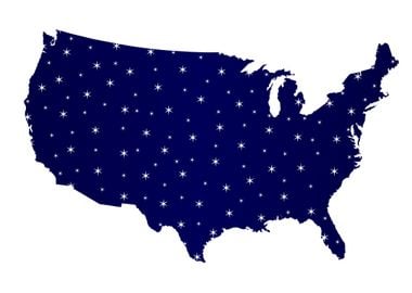 USA Map Star Silhouette