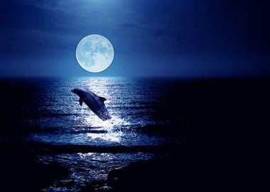 Dolphine with the moon