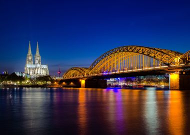 Cologne City Dom by night