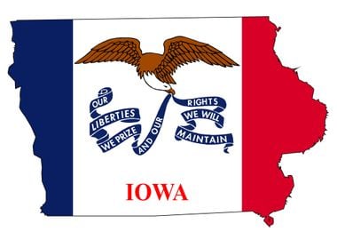 Iowa Outline Map and Flag