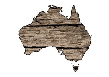 Australia Map In Driftwood