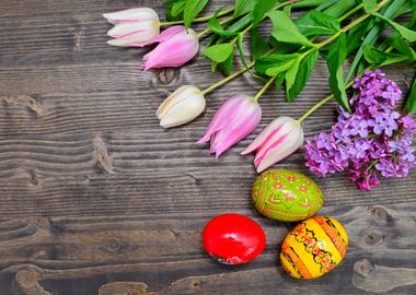 tulips and eggs background