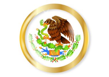 Mexican Flag Emblem Button