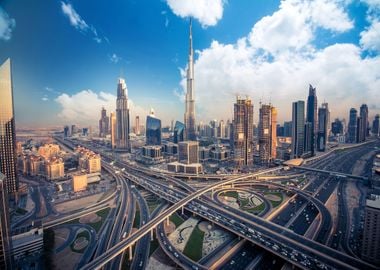 Dubai City Skyline Roads