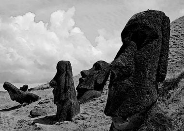 Mohais on Easter Island