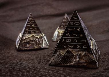 Black pyramids with symbol