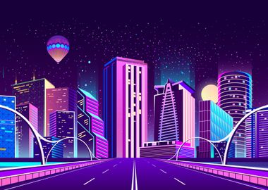 Neon City Landscape