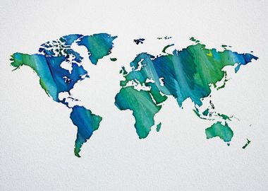 Blue Green World Map