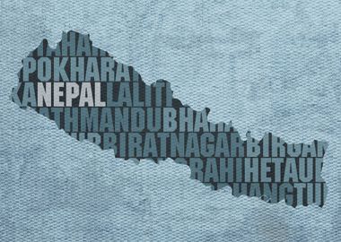 Nepal Country Word Map Art