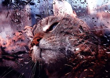 Water drops cat