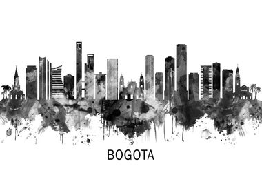 Bogota Colombia Skyline BW