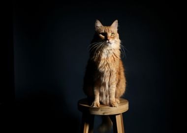 brown cat wooden chair