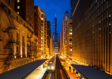 night time city train