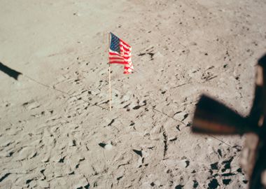 usa flag on the moon