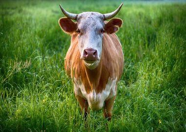 orange cattle green horn