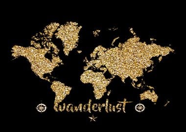 world map wanderlust black