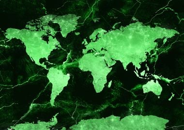 world map marble green