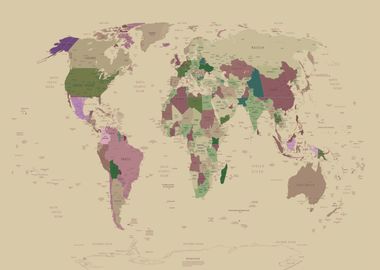 world map political vintag