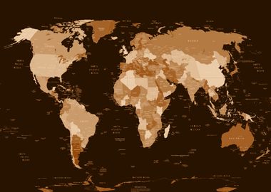 world map political brown