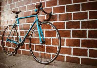 blue bicycle wall