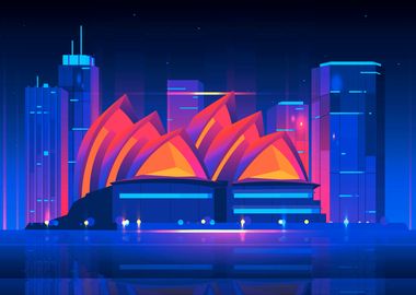 Synthwave Neon City Sydney