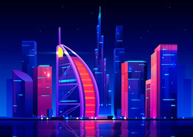 Synthwave Neon City Dubai