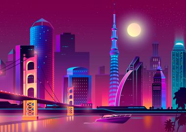 Synthwave Neon City Miami