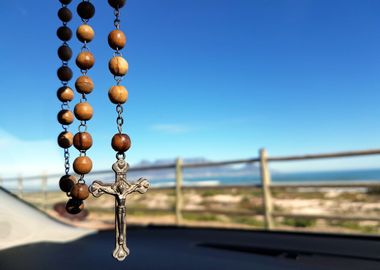 brown silver rosary