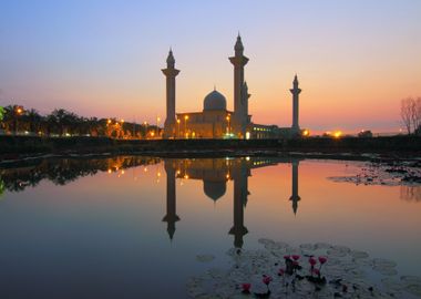 sunset building mosque