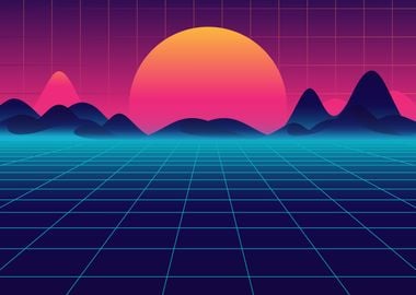 Vaporwave Space Sunset