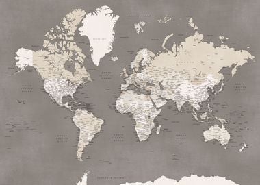 Earth tones world map