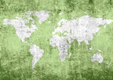 World map green with borde