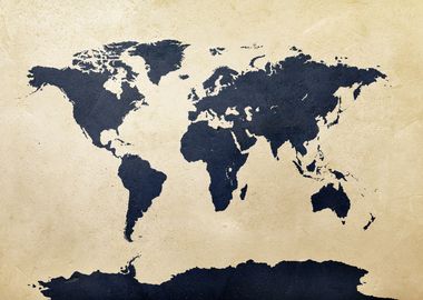 World Map Dark Navy Blue