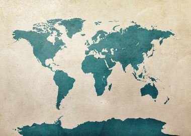 World Map Teal