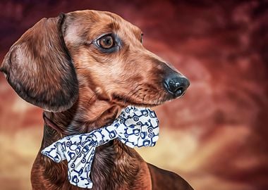 Dachshund with bow clearance tie