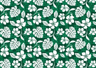 Dark Green Aloha Pattern