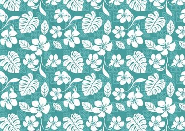 Pastel Aqua Aloha Pattern