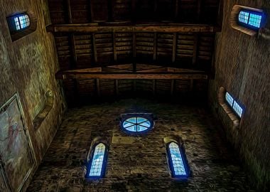 Wooden ceiling of a mediev