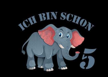 5 Geburtstag Kind Elefant