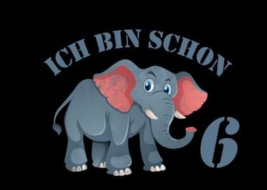 6 Geburtstag Kind Elefant