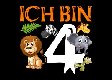 4 Geburtstag Safari Tiere